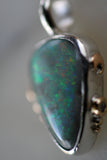Black Australian Opal Teardrop Speckle Pendant