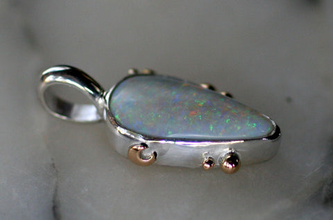 Pinfire Australian Opal Teardrop Speckle Pendant