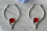 Fire Opal Pointed Hoop Earrings