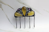 Amber and Gemstone Hair Comb