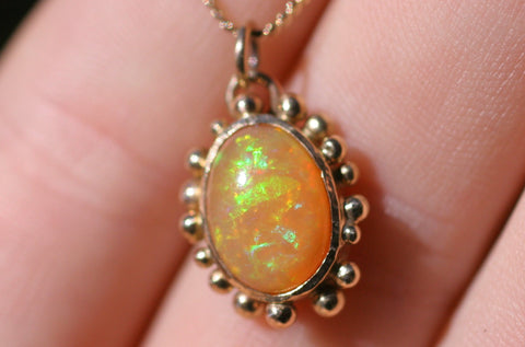 Gold & Opal Speckle Pendant